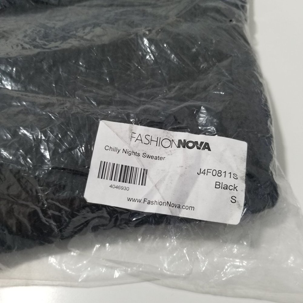 NWT FASHION NOVA Chilly Nights Sweater Color Black Size S - Picture 6 of 8